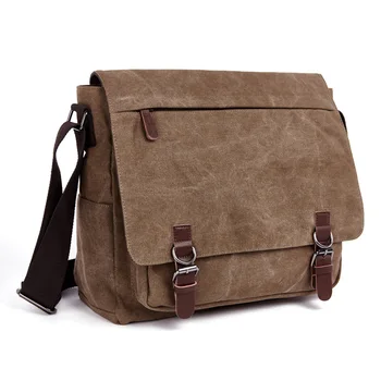 Vintage Tasche Canvas Laptop Umhängetasche Messenger Bag Herren Casual Umhängetaschen Schule Büchertasche