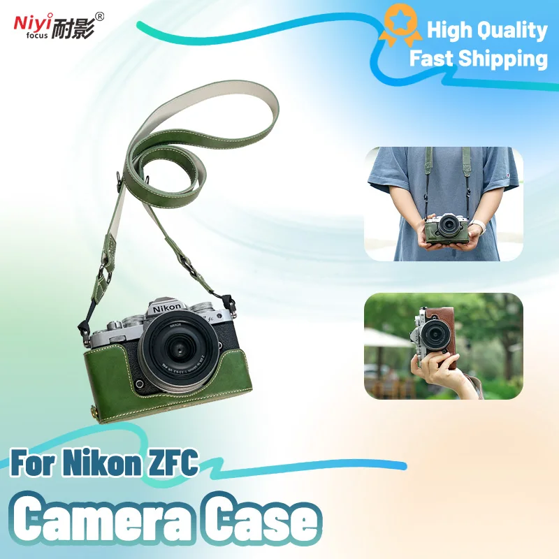 Leder-Halbhülle für Nikon Zfc: Halbgehäuse Buffalo Texture -Basisabdeckungsschutz, künstliche Lederunterseite, Öffnung