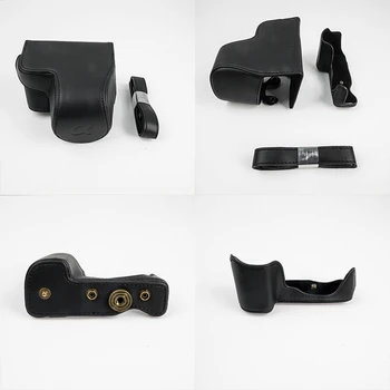 Leder-Halbhülle für Sony A6400, A6100: Retro-Ledertasche, Kameratasche, schützende Halbgehäuse-Schrauben mit Schulter- und Nackengurt