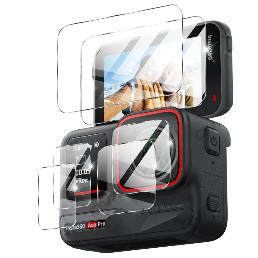 Displayschutz für Insta360 Ace Pro 2: Gehärtetes Glas, Displayschutzfolie, kratzfeste Folie und Kameraobjektivschutz, Glaszubehör-Set
