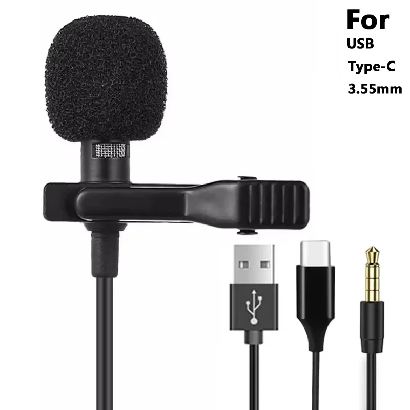 3,5mm Mini Tragbare Lavalier-mikrofon Für PC Laptop Typ C Revers Clip-auf Mikrofon Für Smartphone USB professionelle Micro Mic