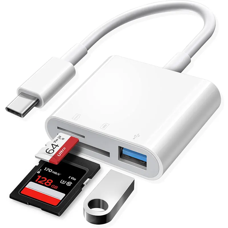 3-in-1-Adapter Typ-C, Tf, Cf, Sd, Speicherkartenleser, Recorder, Compact Flash USB-C, Pro, Macbook