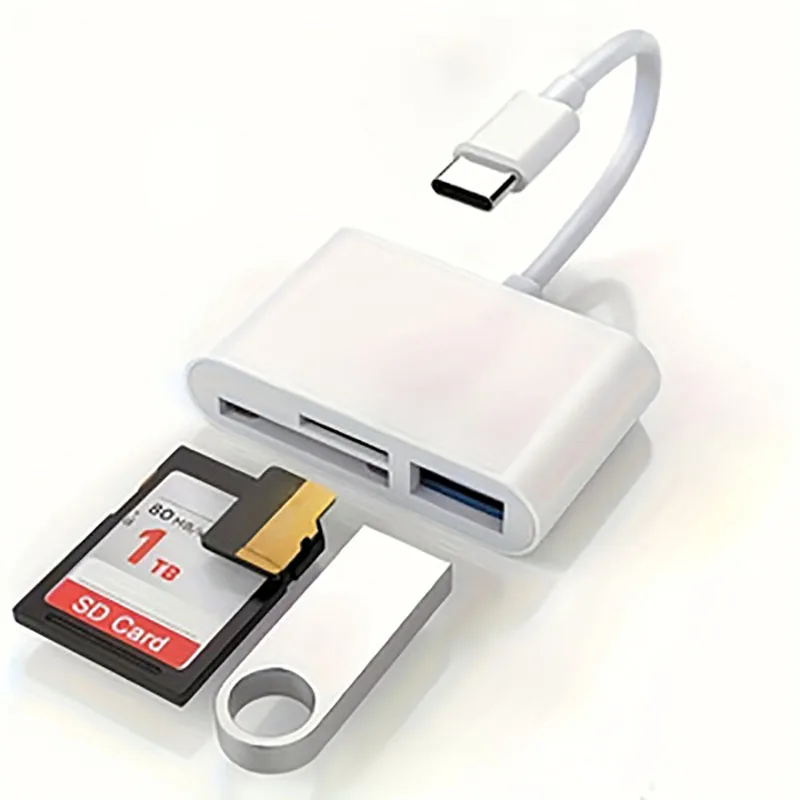 USB-C-zu-SD/TF-Speicherkartenleser, 3-in-1-USB-C-Kartenlesung, kompatibel mit iPhone 15 Pro iPad Mac MacBook Laptop Android, PC und Acc
